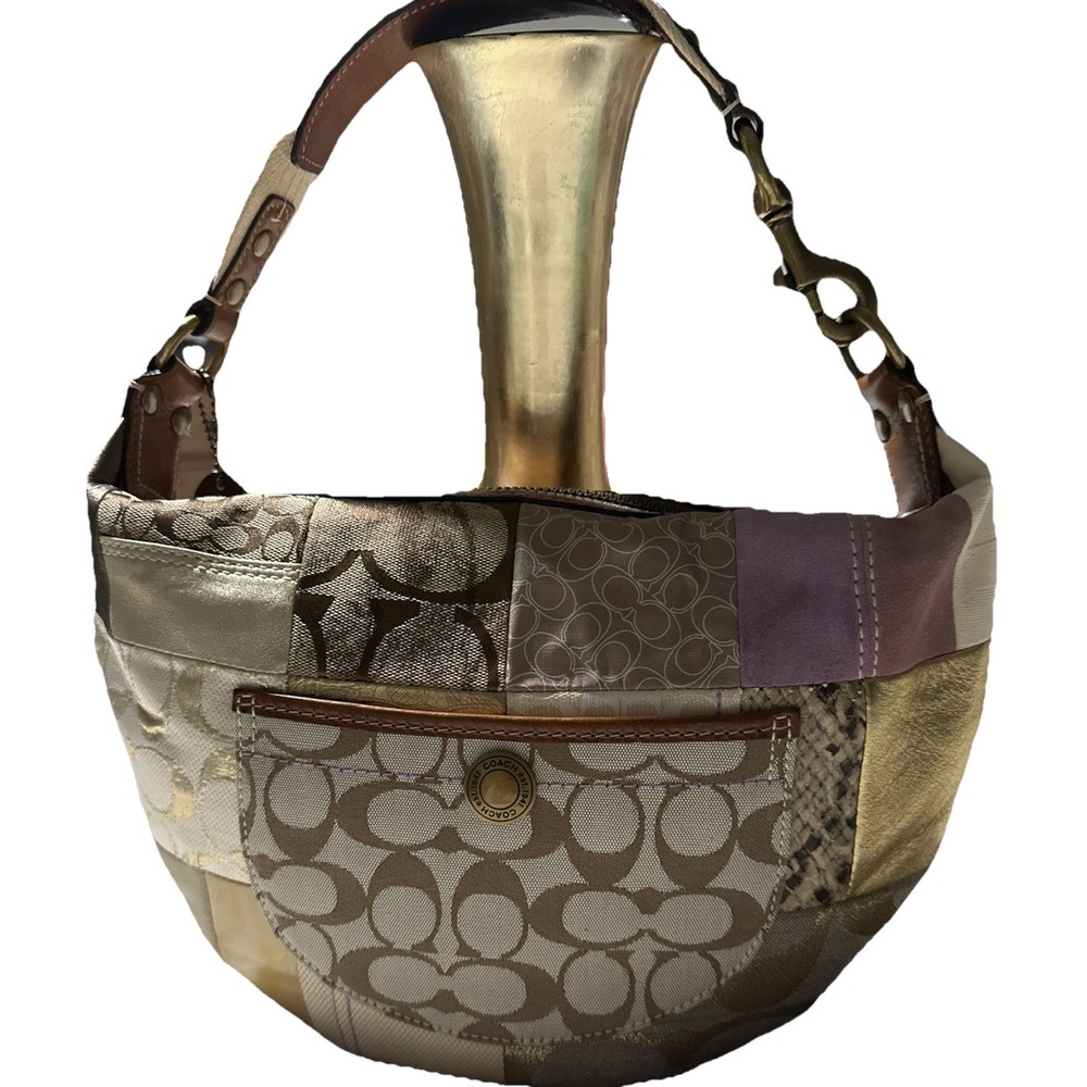 Vintage. Coach Patchwork Hobo Shoulder Bag Moon shape ‎ Rare Y2K